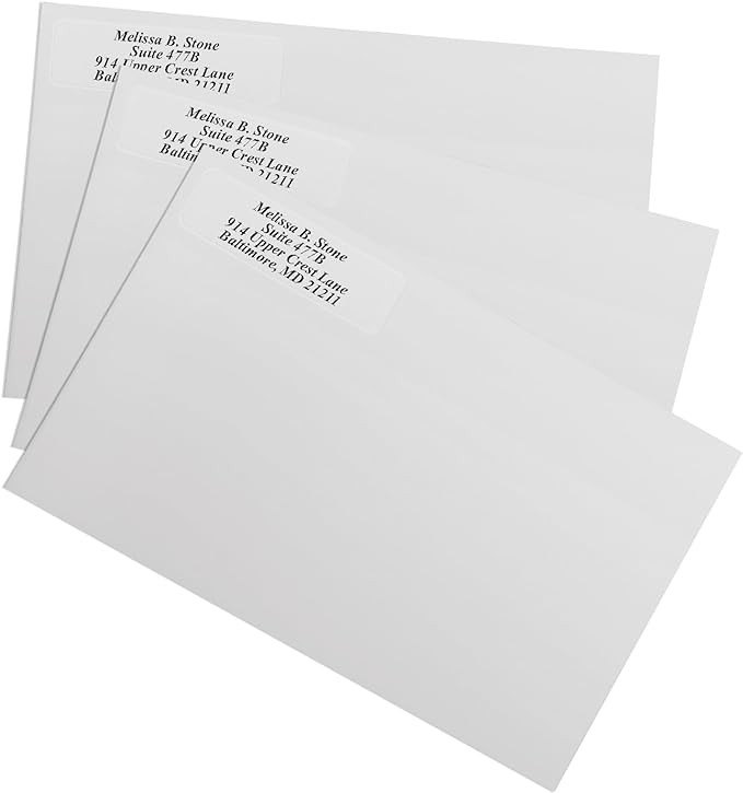 Clear Personalized Return Address Labels with Elegant Dispenser - Roll of 500 Custom See Through Transparent Stickers