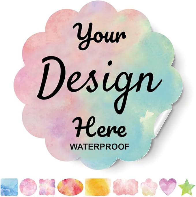 Custom Stickers Personalized Labels - Customized Stickers with Any Design Image Logo Text,Custom Stickers for Business Logo,Custom Thank You Label Stickers,100 Labels (Scalloped,5.5"x5.5")