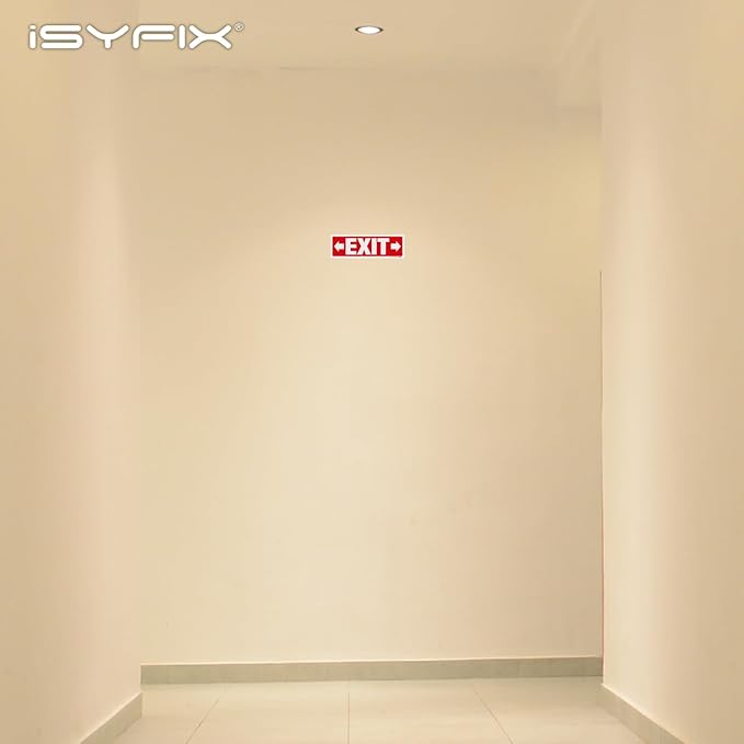 iSYFIX Exit Signs Stickers 12 Pack 12x4 Inch - Laminated Premium Vinyl Directional Right & Left Arrow Signs for Buildings, Office, Workplace, Stores, Schools, Theaters, Parking, Restaurants, Factories