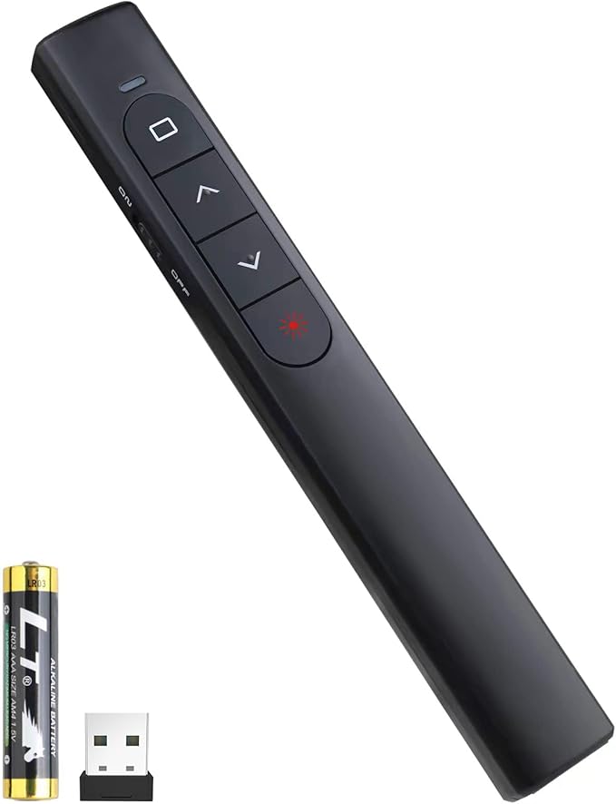 Wireless Presenter Remote, Presentation Clicker with Hyperlink & Volume Remote Control PowerPoint Office Presentation Clicker for Keynote/PPT/Mac/PC/Laptop(Battery Included)