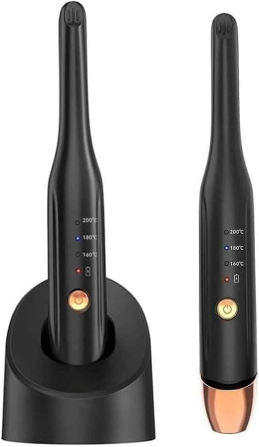 Mini Cordless Hair Straightener Portable Straight Curl Dual Purpose Hair Straightening Irons Fast Heating Hair Care with 3 Temperature Settings and Auto Shut-Off Hair Styling Tools for Women (Black)