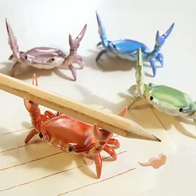 Crab Pen Holder for Desk, Cute Multifunctional Weightlifting Desk Crab Pencil Holder Organizer for Pens, Pencils & Makeup, Funny Desktop Decor Gift for Home Office School (4 pcs)