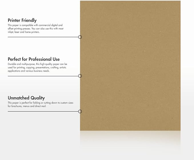 LUXPaper 8.5" x 11" Paper | Letter Size | Grocery Bag Brown | 70lb. Text | 50 Qty