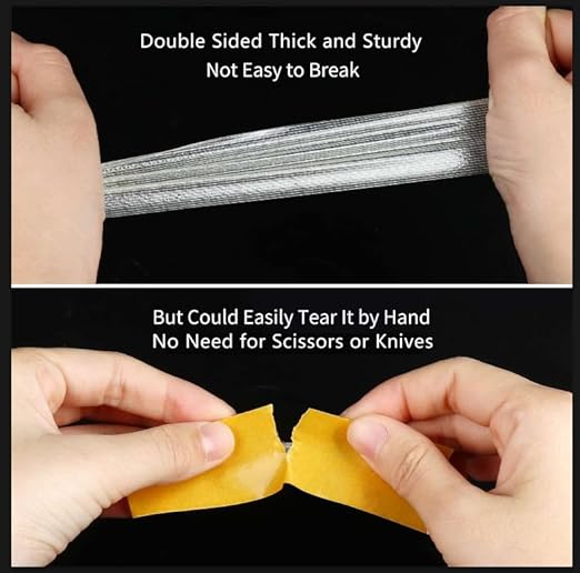MILEQEE Double Sided Tape Heavy Duty,1in x 33FT(10m), Universal High Tack, Strong Wall Adhesive with Fiberglass Mesh, Super Sticky Resistente Clear Tape, Easy Use Transparent Tape School Supplies