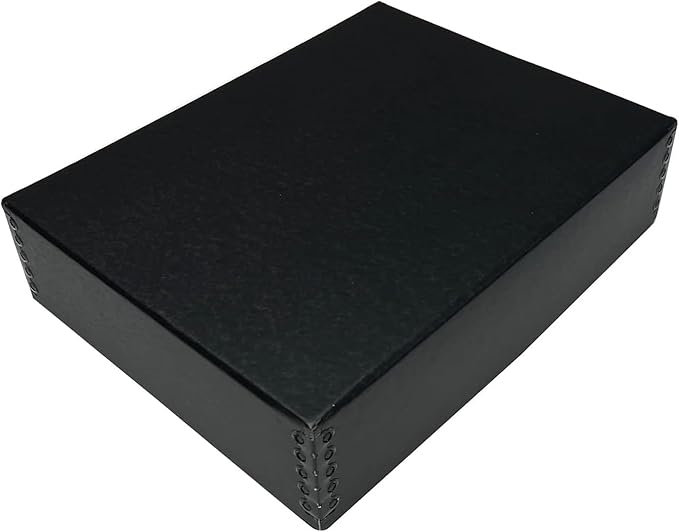 Lineco, 9x12x3 Museum Storage Box, Removable Lid and Drop Front Design. Archival Acid-Free with Metal Edge. Storing for Photos, Documents, Prints, DIY, Black