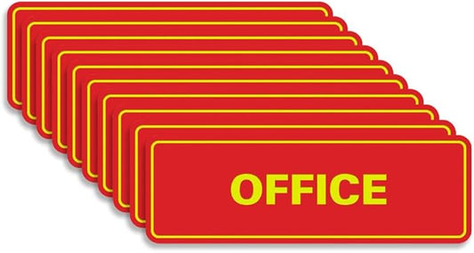 Signs ByLITA Standard Office Sign - Professional Business Signage - Easy to Install (Red/Yellow) - Medium 10 Pack