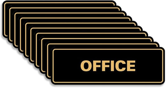 Signs ByLITA Standard Office Sign - Professional Business Signage - Easy to Install (Black Gold) - Medium 10 Pack
