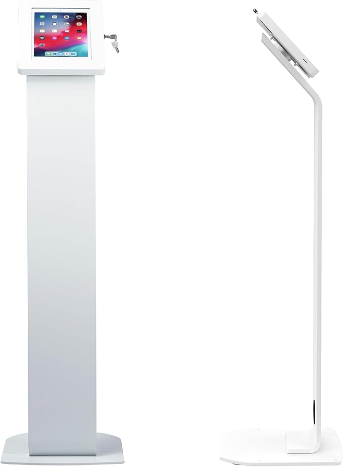 Locking Stand Kiosk – CTA Premium Small Locking Support Base Kiosk with Steel Body and Heavy-Duty Security Enclosure - iPad mini A17 Pro & 1/2/3/4/5/6 - Samsung Tab A 8″
