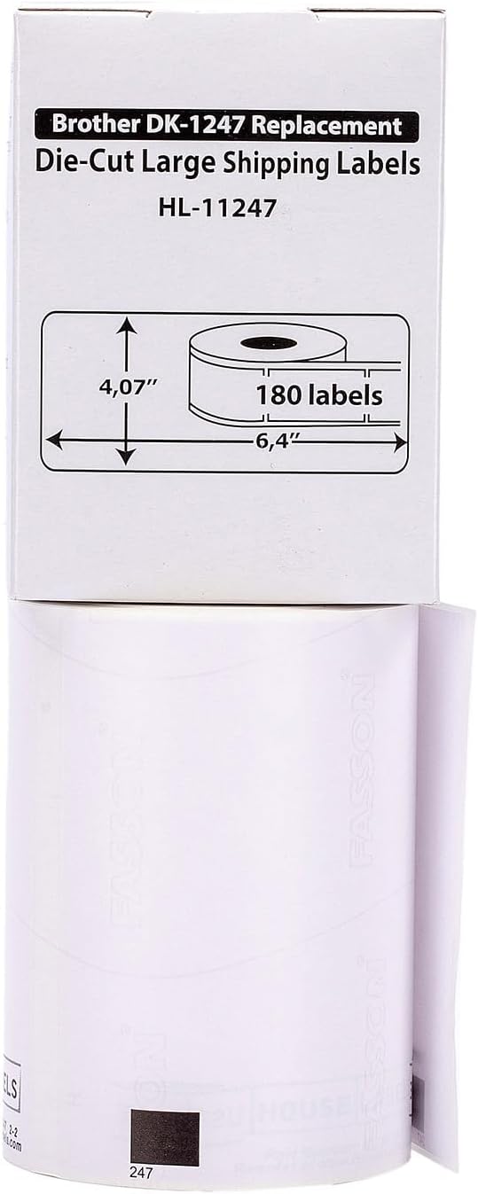 HOUSELABELS Compatible with DK-1247 Replacement Roll for Brother QL Label Printers; 180 Large Shipping Labels; 4.07" x 6.4" (103mm*163mm) - 20 Rolls