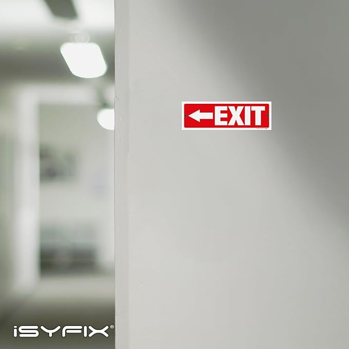 iSYFIX Exit Signs - 6 Pack 12x4 Inch Directional Left Arrow Signs, 40 mil Polystyrene Plastic, UV Laminated, Scratch & Fade Resistant, Waterproof - Ideal for Office, Theater, School, Business