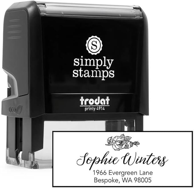Custom Floral Address Stamp | Choose from 12 Designs | Multiple Ink Color Options | Envelope Return Address Stamp for Couple or Family (Design 6, Large)