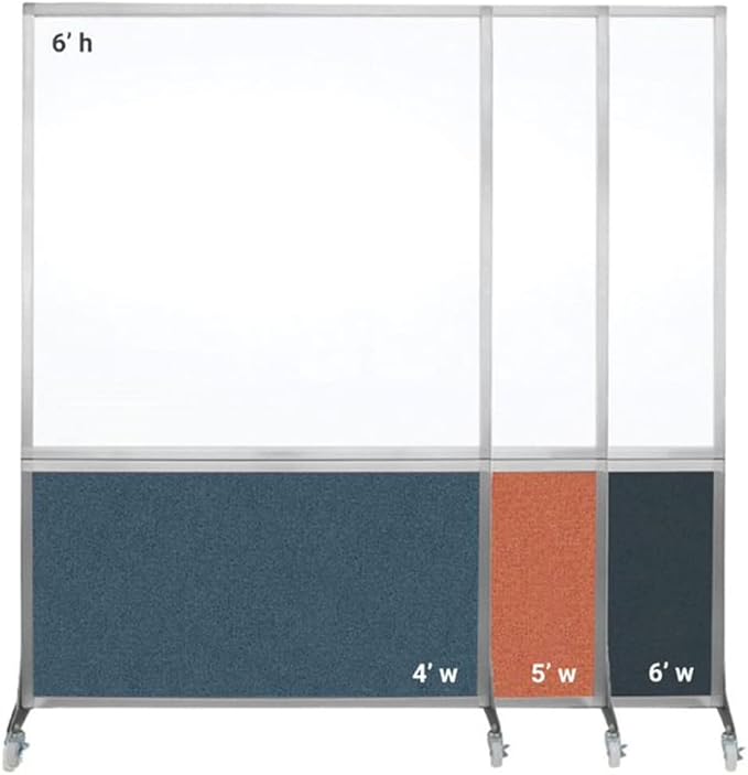 DivideWrite Mobile Whiteboard | Double Sided Dry Erase Board | Portable Office Cubicle Partition | Display for Classrooms, Conference Rooms, Meeting Areas and More | Navy Blue Fabric 5' Wide X 6' Tall