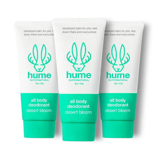 Hume Supernatural Invisible Whole Body Deo Balm - Full Body Protection - Aluminum Free, No Baking Soda - Anti-Chafing Odor Control - Clinically Tested on Sensitive Skin (Desert Bloom, 3-Pack)