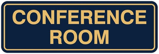 Standard Conference Room Sign - Blue/Gold - Large 10 Pack