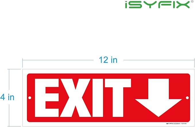 iSYFIX Exit Signs - 12 Pack 12x4 Inch Directional Down Arrow Signs, 40 mil Polystyrene Plastic, UV Laminated, Scratch & Fade Resistant, Waterproof - Ideal for Office, Theater, School, Business
