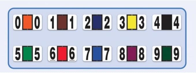 File Right Number Labels Roll – Color-Coded Numeric Filing Labels, 1-5/8" × 7/8" Laminated Self-Adhesive File Folder Numbers for, Office Filing Systems, Automotive Records – Roll #4, 1 Roll