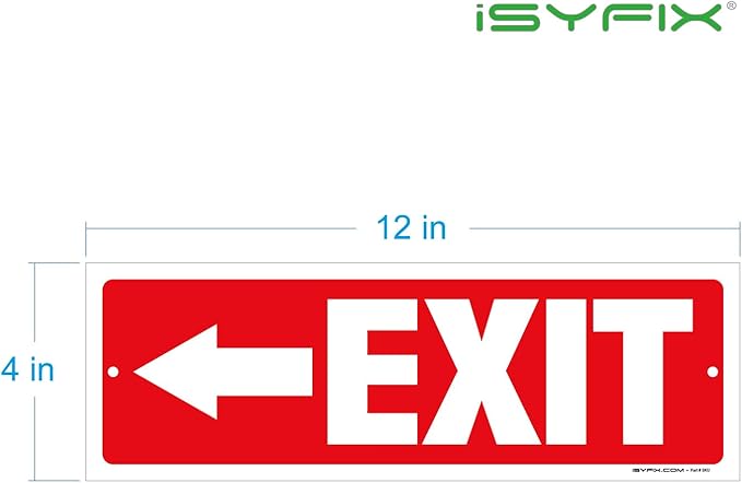 iSYFIX Exit Signs - 2 Pack 12x4 Inch Directional Left Arrow Signs, 40 mil Polystyrene Plastic, UV Laminated, Scratch & Fade Resistant, Waterproof - Ideal for Office, Theater, School, Business