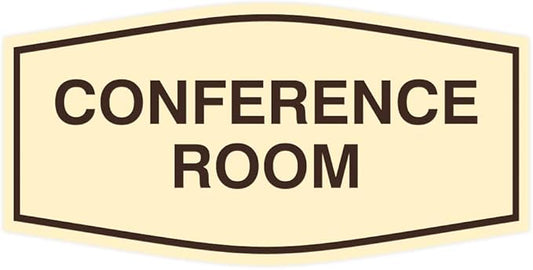 Fancy Conference Room Sign (Ivory/Brown) - Large