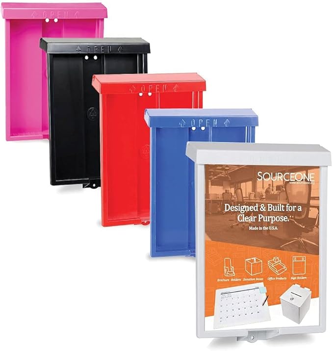 SOURCE ONE Outdoor Real Estate Style Brochure Holder Color Variety White, Black, Red, Pink & Blue Available