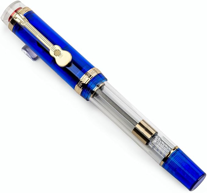 JINHAO 1935 Fountain Pen TIANDAO Series #8 Nib Ink Pen with Guitar-Shaped Clip and Ink Converter (F Nib 0.5mm, Blue)