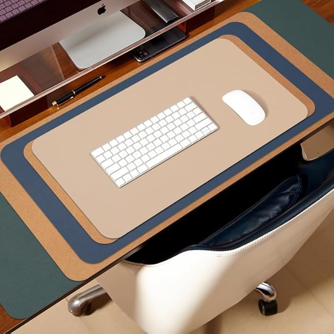 Cork Apricot Desk Mat - Dual-Sided Desk Pad for Office and Home - Desk Organization and Accessories - Ideal for Large Mouse Pad and Desk Mats on Top of Desks(31.5"x 15.7")
