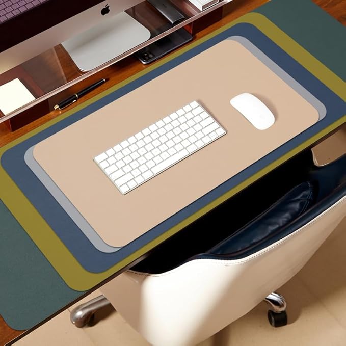 Leather Desk Mat - Non-Slip PU Desk Pad for Office and Home - Desk Organization and Accessories - Ideal for Large Mouse Pad and Desk Mats on Top of Desks (Dark Green,27.6"x 13.8")