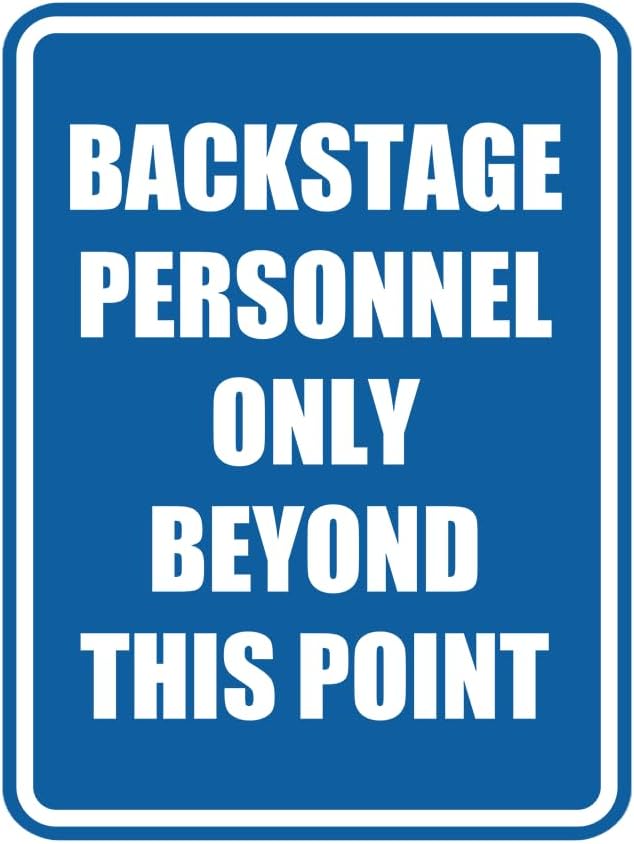 Portrait Round Backstage Personnel Only Beyond This Point Door or Wall Sign Easy Installation | Music | Concert | Festivals Sign (Blue) - Large