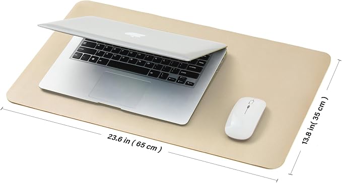 Leather Desk Mat - Small Non-Slip PU Desk Pad for Office and Home - Desk Organization and Accessories - Ideal for Large Mouse Pad and Small Desk Mats on Top of Desks (Champagne Gold,23.6"x 13.8")