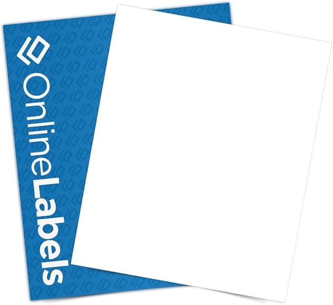 Sticker Paper, 250 Sheets, White Matte, 8.5" x 11" Full Sheet Label, Works with Inkjet and Laser Printer, Compatible with Electronic Cutting Machines, OL177WX, OnlineLabels