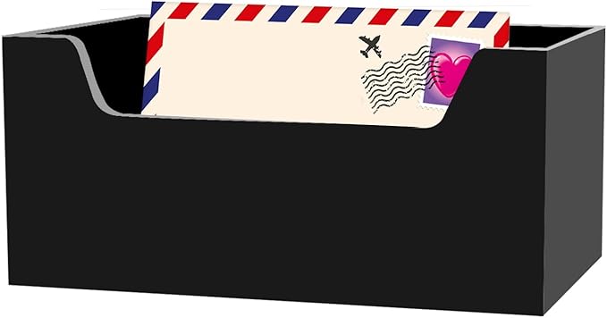 Mail Holder for Table, Acrylic Letter Holder Box for Desk or Wall Mount, Mail Organizer Countertop, Black