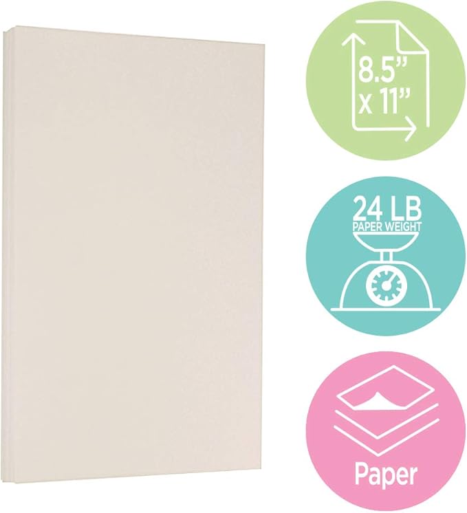 JAM PAPER Strathmore 24lb Paper - 90 gsm - 8.5 x 11 - Natural White Wove - 500 Sheets/Ream