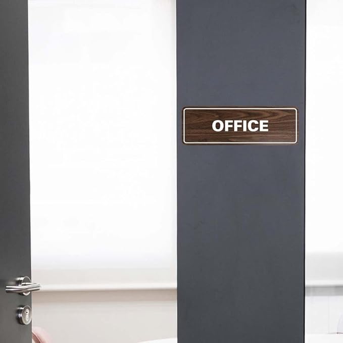 Signs ByLITA Standard Office Sign - Professional Business Signage - Easy to Install (Walnut) - Large 5 Pack
