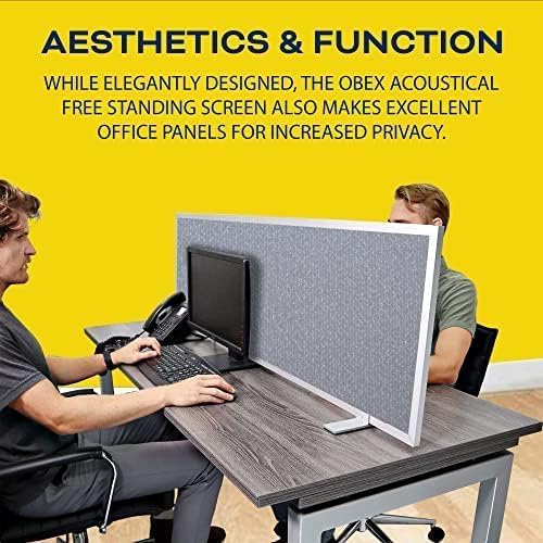 OBEX Acoustical Free Standing Privacy Screen, Cubicle Accessories Desk Privacy Panel, Desk Dividers for Office, Office Furniture Partitions Portable Sound Proof Dividers, 24" x 36", Twilight
