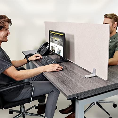 OBEX Free Standing Desk PET Privacy Screen Table Top Home & Office Furniture Partitions and Dividers, Portable Workstation Freestanding Panels, 24" x 66", Sand