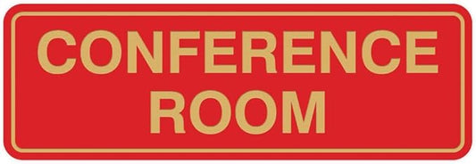 Standard Conference Room Sign - Red/Gold - Large 2 Pack