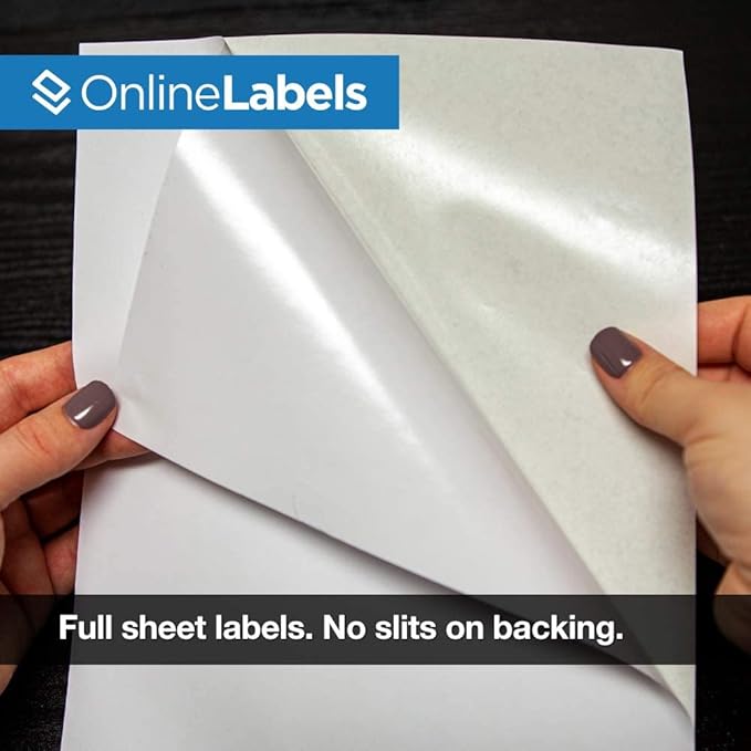 Sticker Paper, 2,000 Sheets, White Matte, 8.5" x 11" Full Sheet Label, Works with Inkjet and Laser Printer, Compatible with Electronic Cutting Machines, OL177WX, OnlineLabels