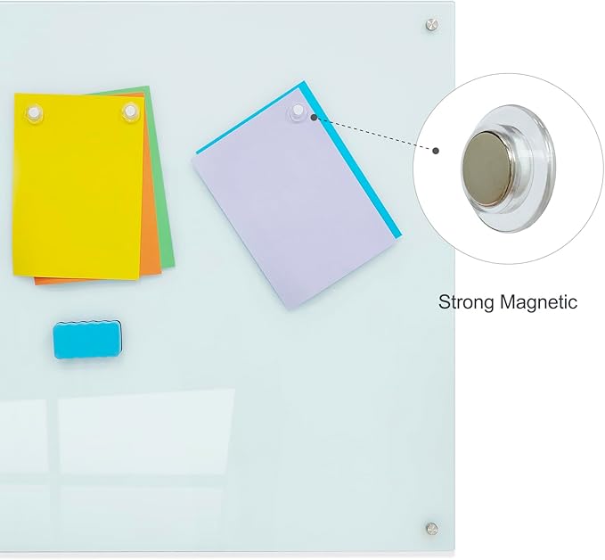 Gooderboard Glass Magnetic White Board - 48 x36 Inches Frameless Dry Erase Whiteboard for Wall, Writing Board for Meeting, Wall Mounted Glass Board for Office and Schools