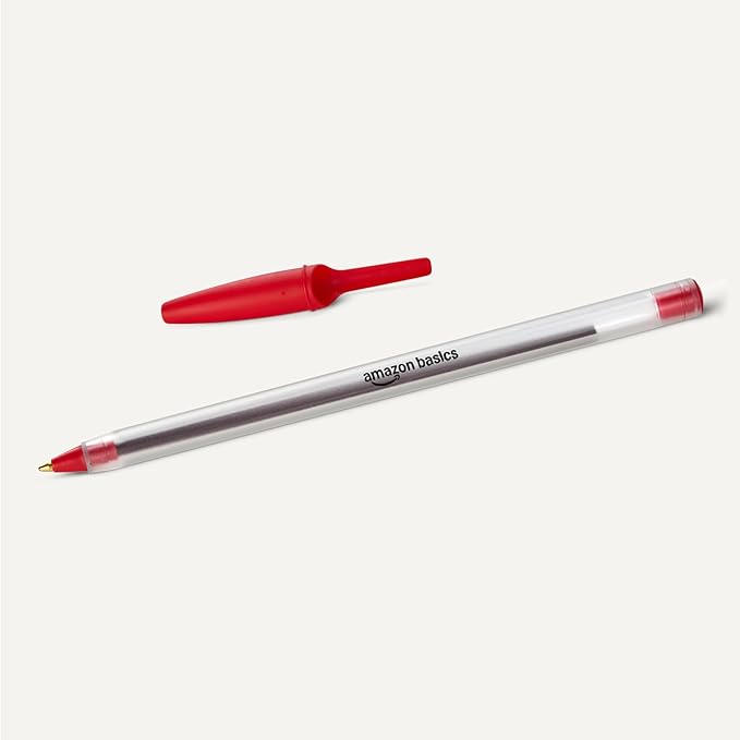 Amazon Basics Ballpoint Pens, 1.0mm, Red, 144 Pack