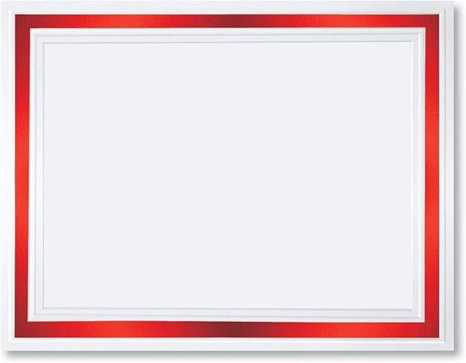 PaperDirect Pristine Specialty Certificates, 50 Sheets of 38lb White Paper, 8½" x 11", Red Bold Foil Border, Perfect for Awards, Students, Employees, Volunteers, Course Completion, Diplomas