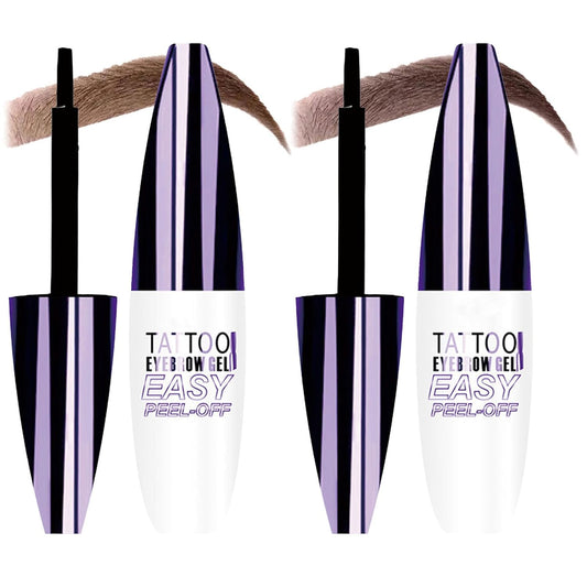 Tattoo Eyebrow Gel Easy Peel Off, Peel Off Eyebrow Tint, Easy Peel off Eyebrow Gel, Peel Off Eyebrow Tint, Waterproof & Sweatproof for All Skin Types (#1 Light Brown +#3 Dark Brown)