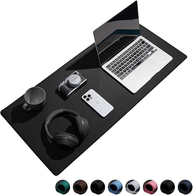 Reniteco Waterproof Large Gaming Mouse Pad with Durable Stitched Edges, Non-Slip Rubber Base, Grainy Jacquard Mouse Mat Desk Pad for Home Office Gaming, 27.6"x11.8"x0.12", Matte Black