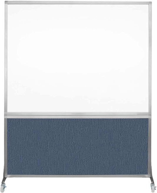 DivideWrite Mobile Whiteboard | Double Sided Dry Erase Board | Portable Office Cubicle Partition | Display for Classrooms, Conference Rooms, Meeting Areas and More | Ocean Fabric 5' Wide X 6' Tall