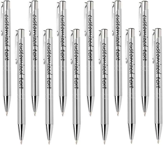 Yucold Customized ballpoint pens in bulk, personalized ballpoint pens with free engraving, for use in companies, enterprises, graduation anniversaries (Silver,26)
