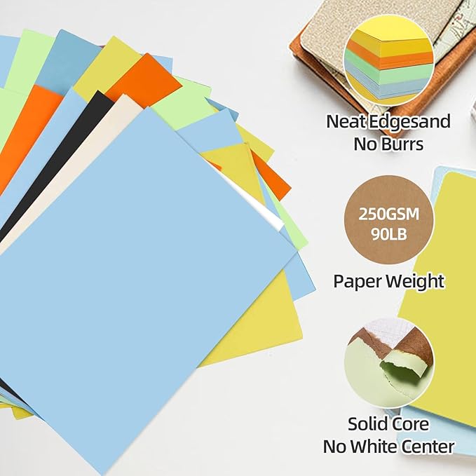 30 Sheets Yellow Cardstock 8.5'' x 11'', 250gsm/90lb Heavyweight Cover Cardstock Paper, Thick and Smooth Card Stock Perfect for Invitations, Menus, DIY Cards, Arts and Crafts
