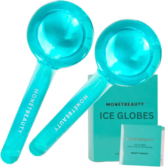 Ice Globes for Face, Freezer Safe and Highly Effective Facial Globes for Daily Beauty Routines, Face Roller to Reduce Puffiness, Enhance Circulation and Complexion (Blue, No Glitter)