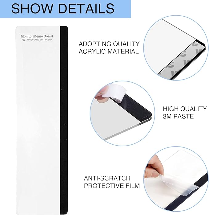 Monitor Memo Board - Multifunction Computer Monitor Memo Board Transparent Monitor Side Panel Creative Desktop Memo Board Easy to Use Suitable for Home Office Desktop Left and Right (4 pcs)