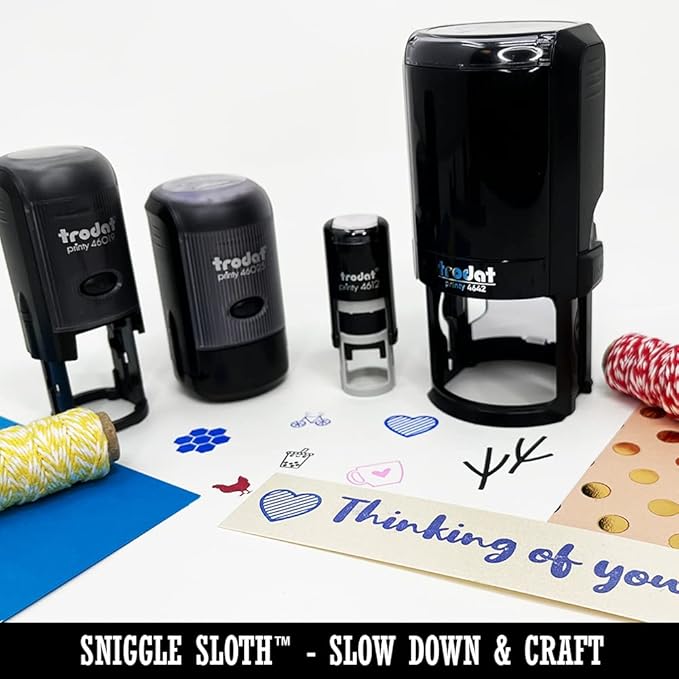 Thank You in Heart Self-Inking Rubber Stamp for Stamping Ink Stamper Crafting Planners - 1/2 Inch Mini - Brown Ink