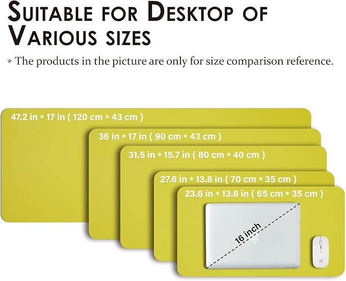 Leather Desk Mat - Non-Slip PU Desk Pad for Office and Home - Desk Organization and Accessories - Ideal for Large Mouse Pad and Desk Mats on Top of Desks (Lemon Yellow,31.5"x 15.7")