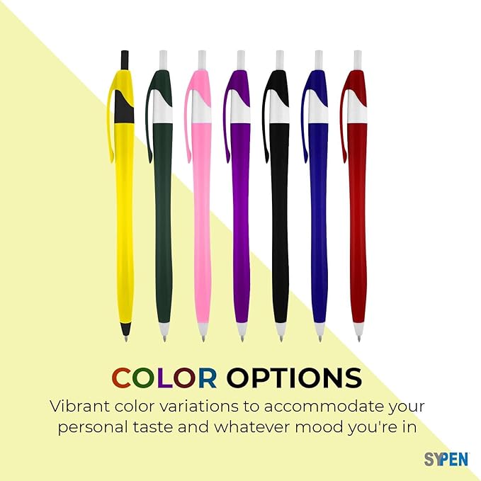 SyPen Personalized Pens With your Custom Logo or Text-500 Pack Bulk-for Businesses, Parties, and Events, Custom Printed Slim Ballpoint Click Pens, Green Barrel Color, Black Ink