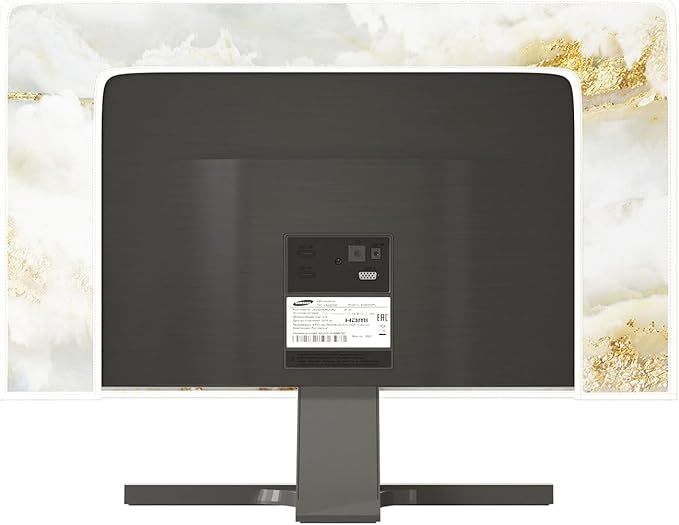 Baocicco White Gold TV Display Screen Cover with Abstract Texture Marble Design 32 Inch Panel Case Television Covers Sleeve Compatible with PC Desktop and TV LCD/LED/HD Screen Cover
